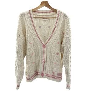 Taylor Swift Official Lovers Album White/Pink Chunky Knit M-L Cardigan